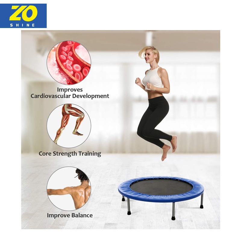 Zoshine High Quality Inside Playing Blue Commercial Trampoline Indoor Adults Fitness Equipment