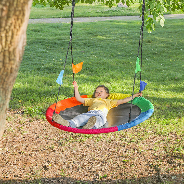 Zoshine Round Outdoor Kids Saucer Tree Swing Straps Garden Adjustable Colorful Safety Hanging Oxford Tree Swing Children