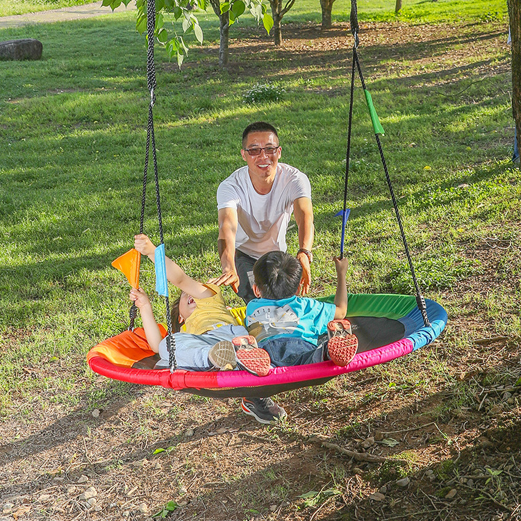 Zoshine Round Outdoor Kids Saucer Tree Swing Straps Garden Adjustable Colorful Safety Hanging Oxford Tree Swing Children