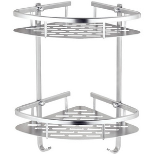 no drilling 2 Tier silver space aluminum shower corner shelf Black Siver 2 layers bathroom ssquare triangle corner shelf