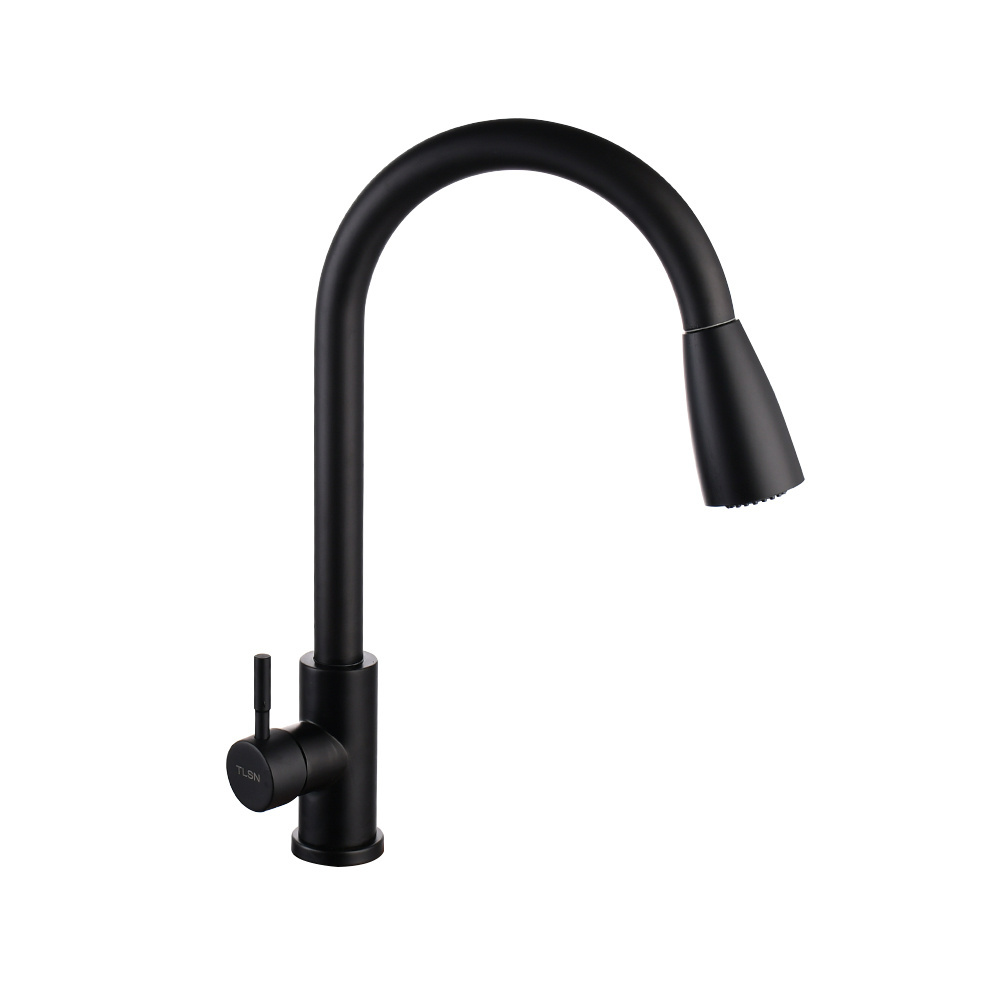 Stainless Steel 360 Pull Out Down Black Sink Kitchen Faucet Mixer Hot Cold WaterTap Water Pull Out Kitchen Faucet