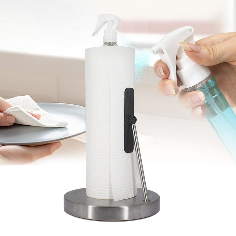 Kitchen tissue Stand Towel Holder stainless steel Countertop Towel Paper Towel Dispenser Kitchen Paper Holder with Spray Bottle