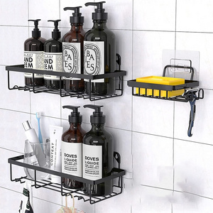 3 Piece Wall Mounted Shelf Organizer Corner Bathroom Shower Caddy Hanging Black Shower Caddies