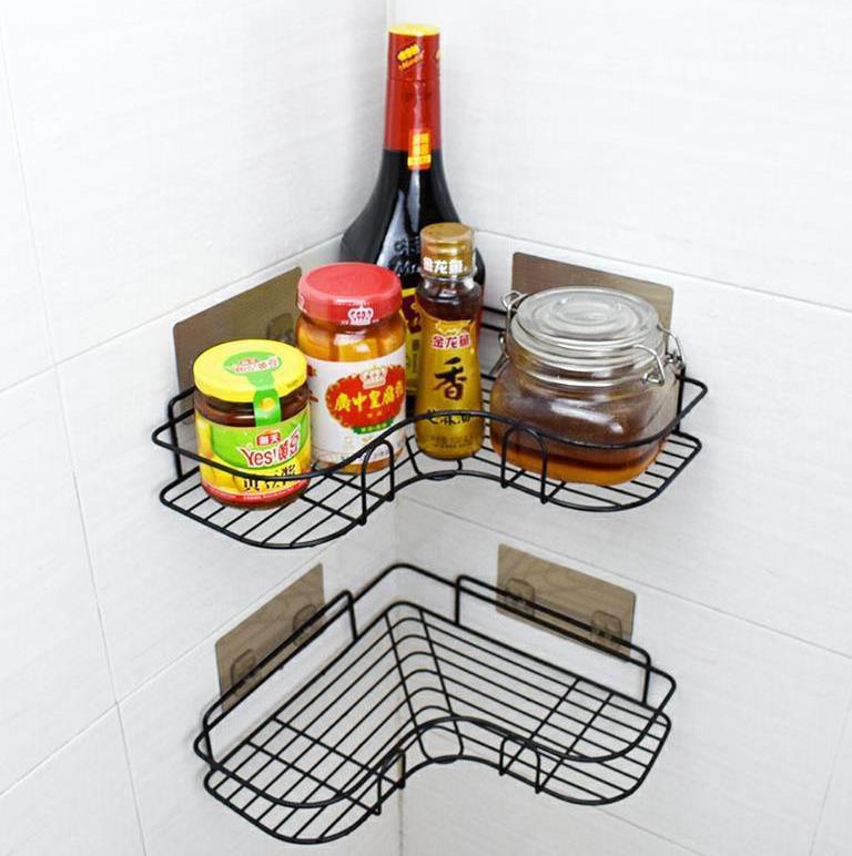 Wall Mounted No Drilling Shower Caddy Shelf Organizer Storage for Kitchen Toilet Bathroom Corner Shelf