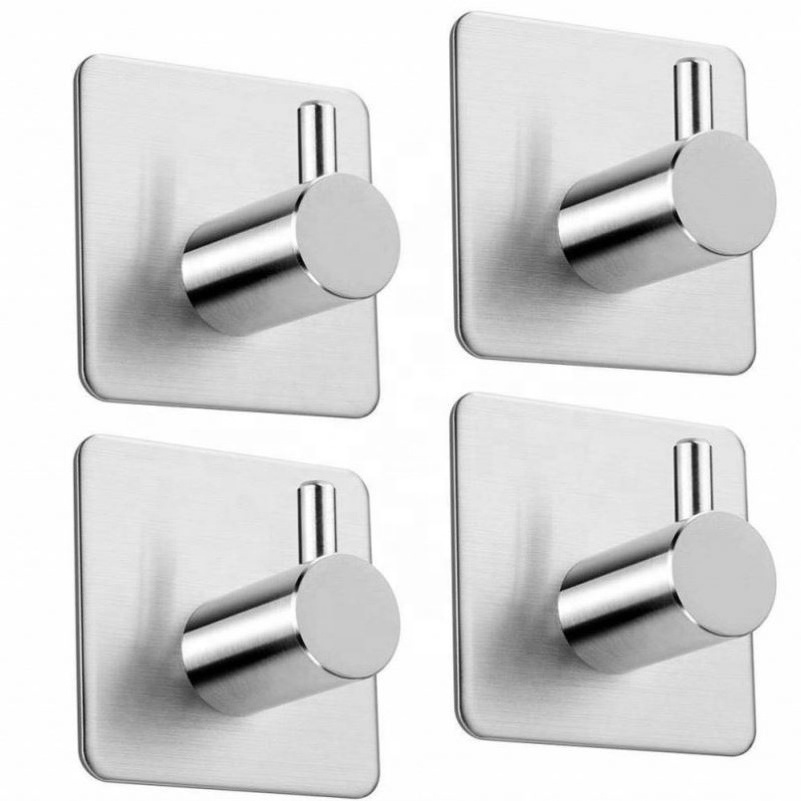 Self Adhesive Home Kitchen Wall Door Hook Key Holder Rack Towel Hanger Bathroom Rack Hooks Aluminum