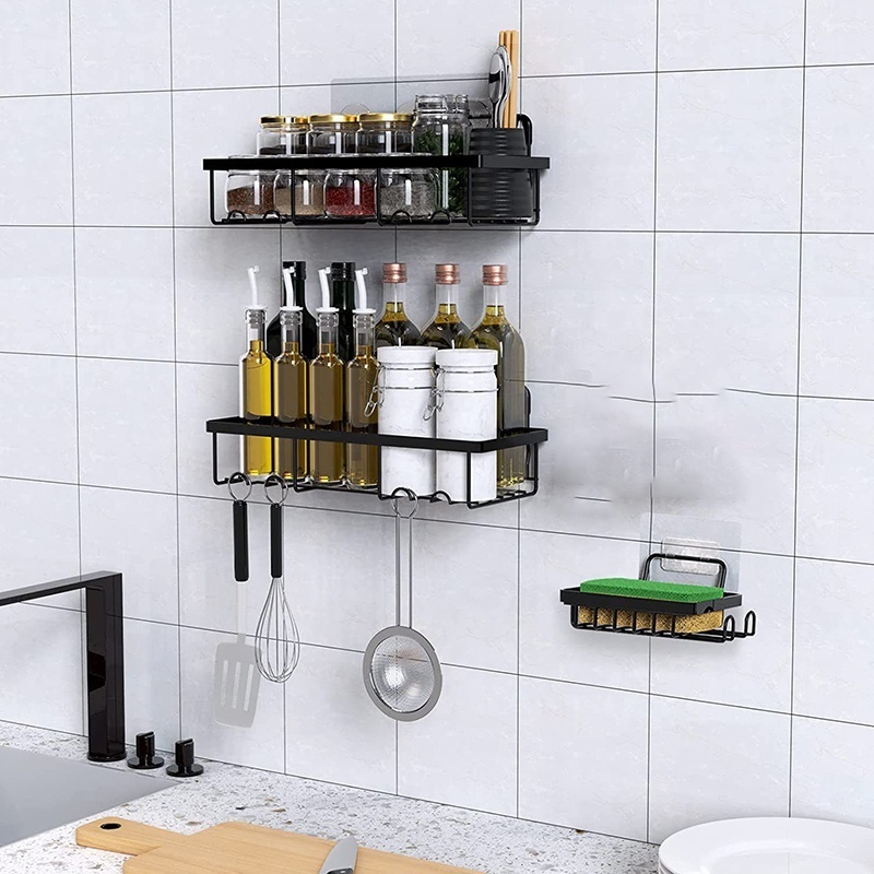 3 Piece Wall Mounted Shelf Organizer Corner Bathroom Shower Caddy Hanging Black Shower Caddies