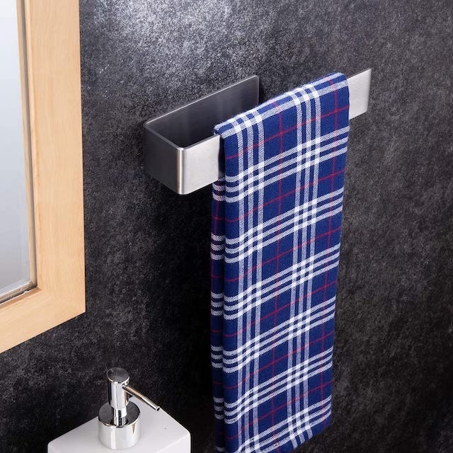 Bathroom Self Adhesive Hand Towel Rack Brushed Nickel Hand Bath Towel Holder Bath Towel Rack