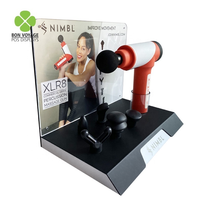 Retail store point of sales tabletop acrylic mini portable fascia massage gun lcd display stand