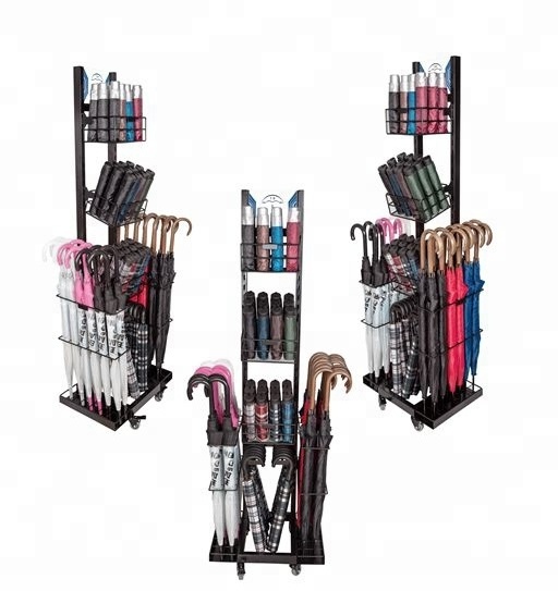 umbrella metal display rack with wheels