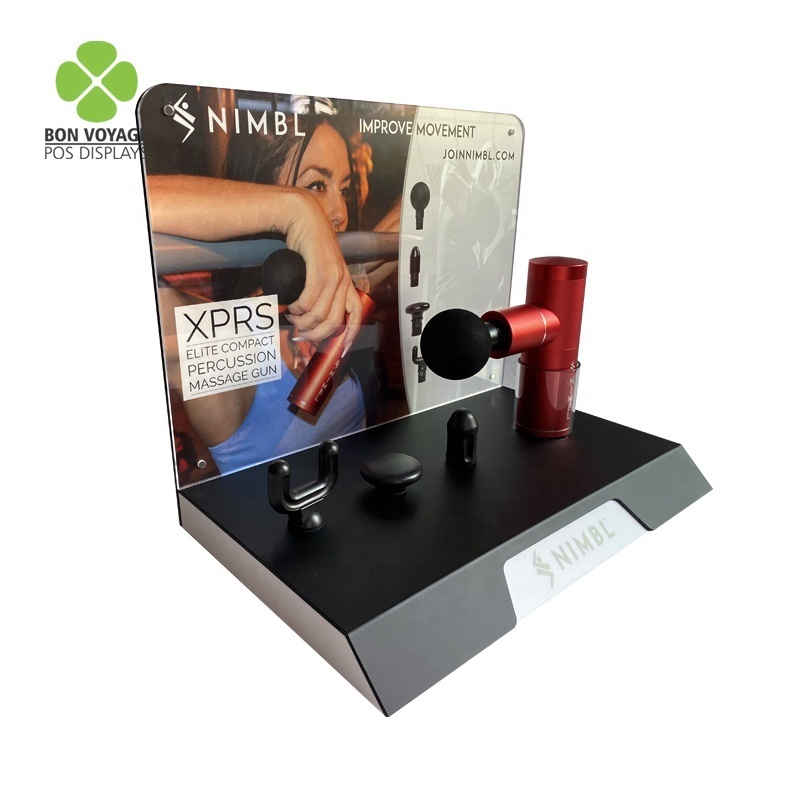 Retail store point of sales tabletop acrylic mini portable fascia massage gun lcd display stand