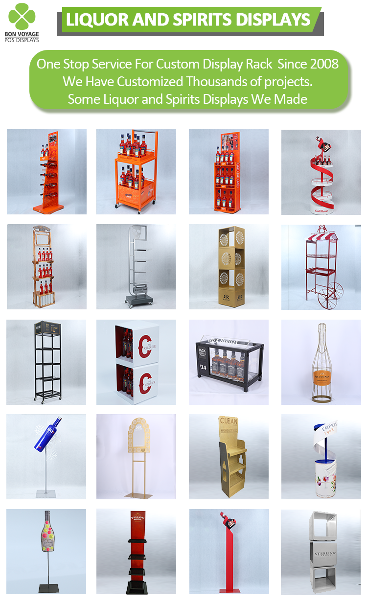 Supermarket Metal Rotated Soft Drink Beer Beverage Cans Display Shelves Liquor Store Bottle Whisky Wine Display Rack