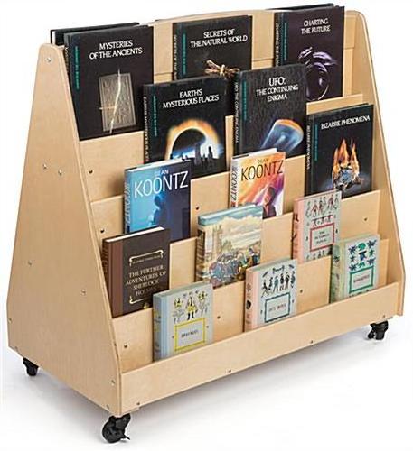 Personalized wooden book floor standing display shelf wood book display shelf