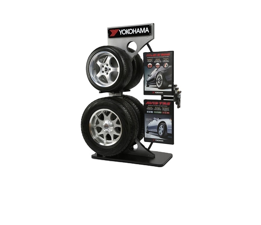 High quality custom car wheels tyre exhibition tire display stand for car accessories shop