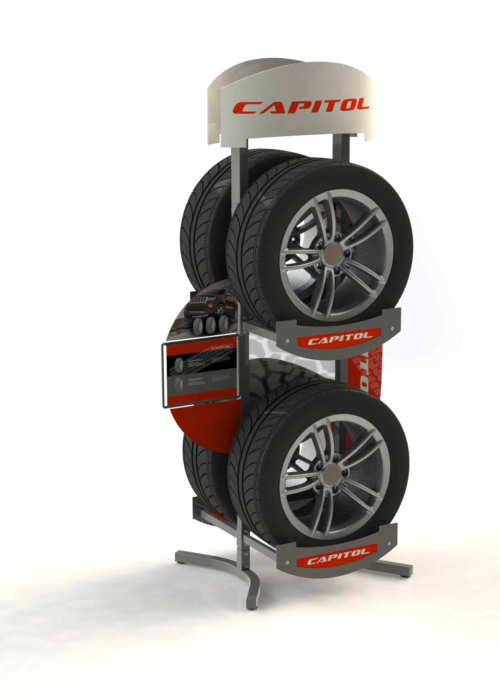 High quality custom car wheels tyre exhibition tire display stand for car accessories shop