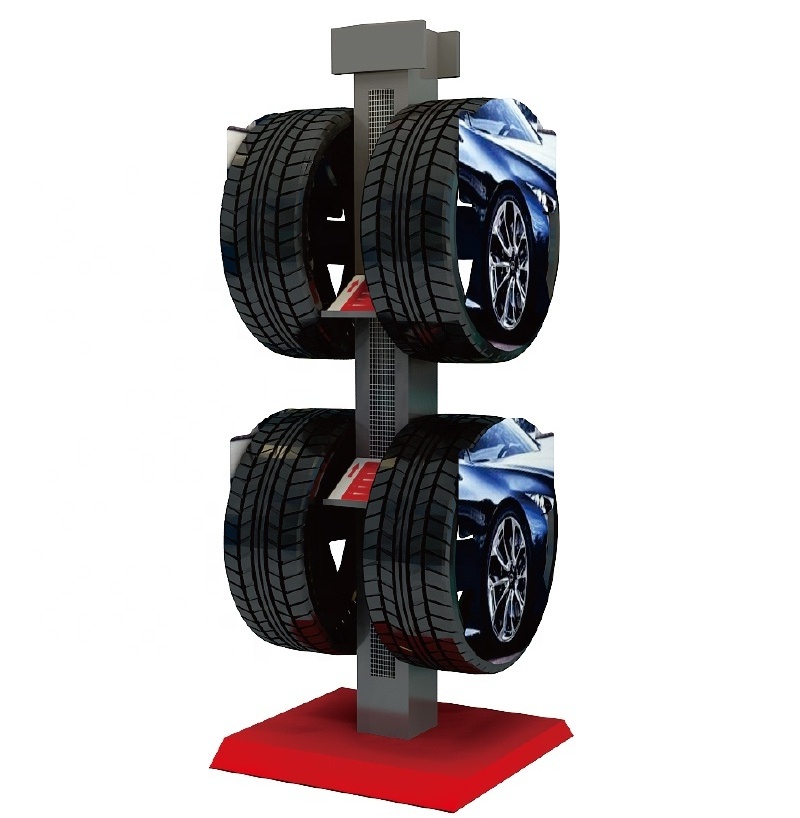 High quality custom car wheels tyre exhibition tire display stand for car accessories shop