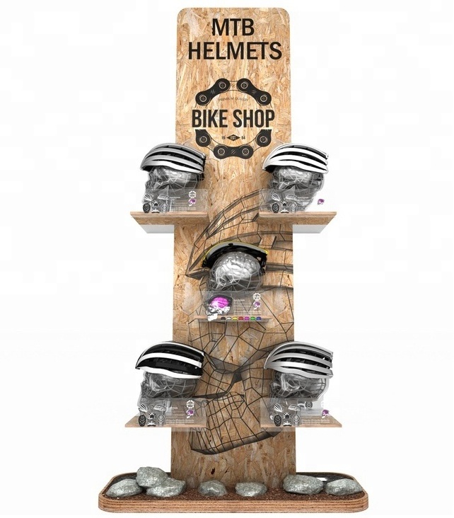 Helmet Display Rack floor wood football helmet display stand for motorcycle ski Climbing helmet