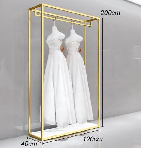 Retail store metal rolling wedding dress display rack