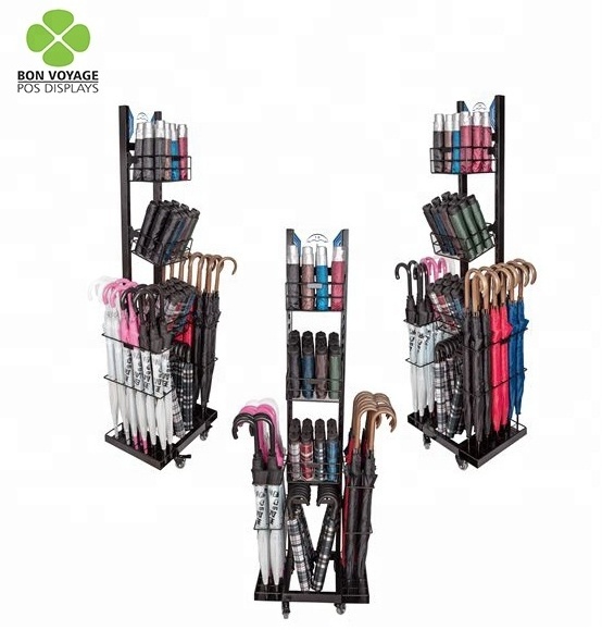 umbrella metal display rack with wheels