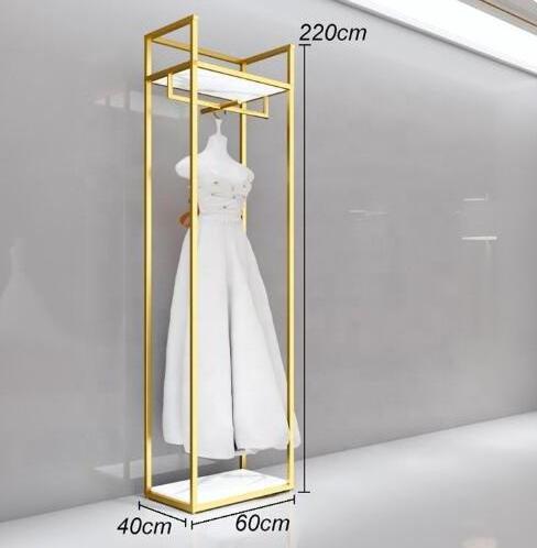 Retail store metal rolling wedding dress display rack