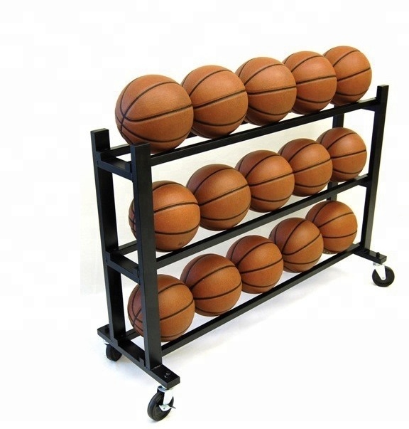 Basketball storage black powder display stand metal storage rack for balls