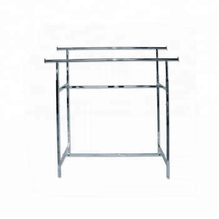 Custom double rail garment hanger stand, portable clothes display racks