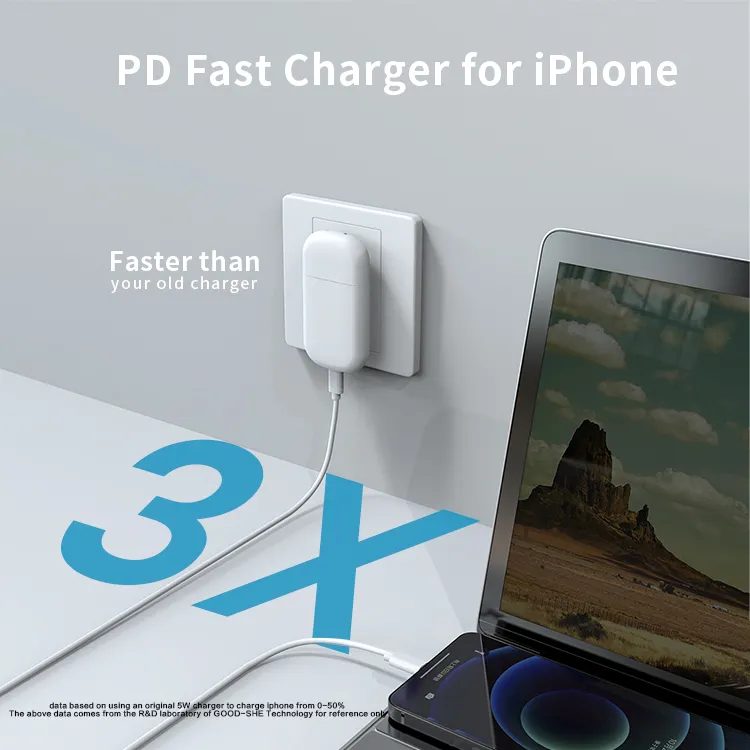 2023 New Real PD 20W Mobile Charger Fast Charging Adapter C port Ultra Slim Thin Flat Type C Wall Travel Charger