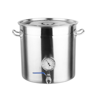 Stainless steel 50l beer home brewery barrel equipment brew boiler pot with hole of chiller connector and airlock brewing kettle