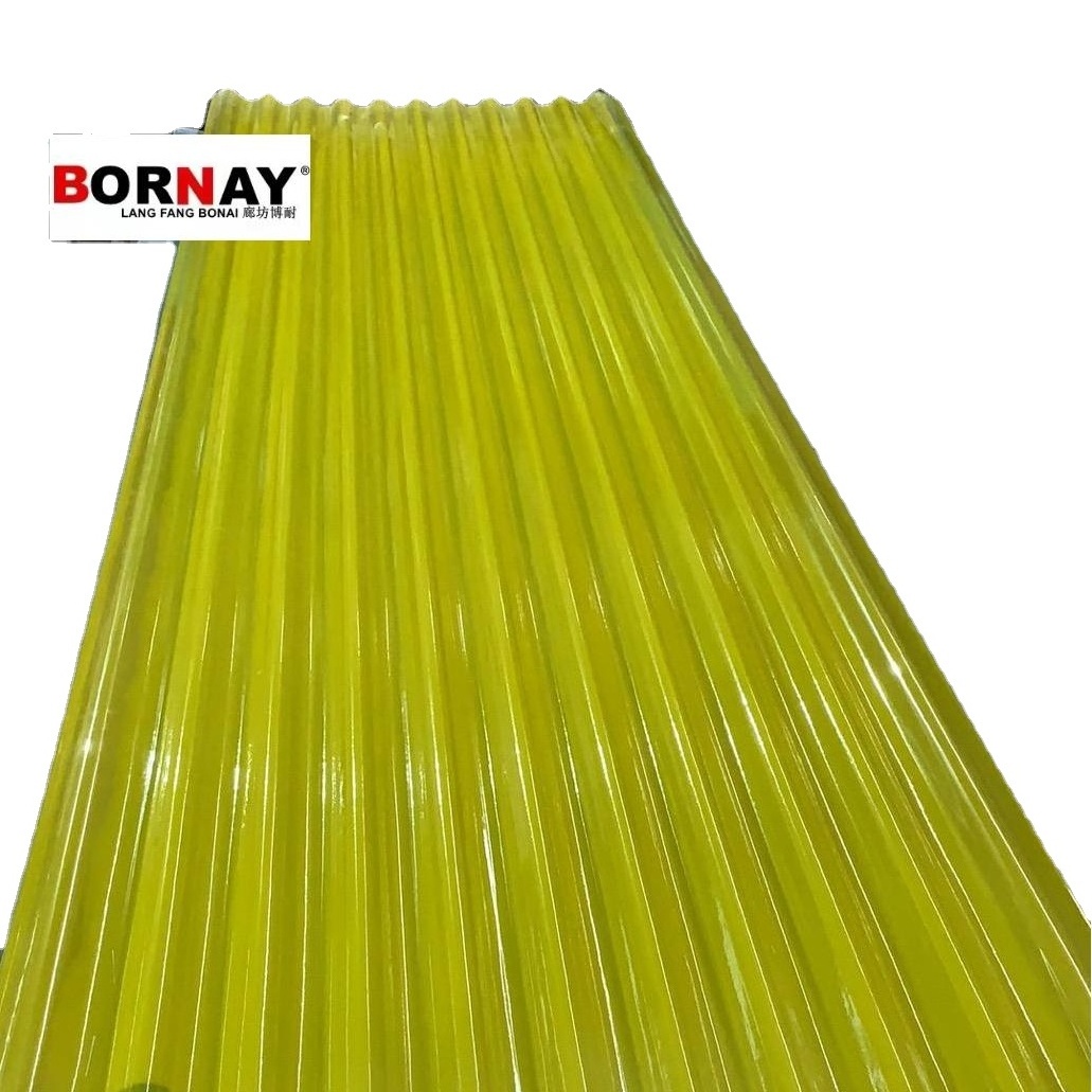 BORNAY Impact Resistance FRP Transparent Roof Sheet for House PVC Roof Tile Corrugated fiberglass roofing panels