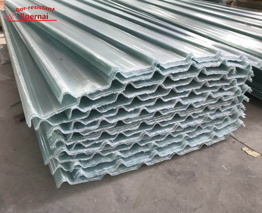 FRP Fiberglass Sheets Greenhouse Skylight Carport Awning Roofing Water Resistance Anti-Corrosion Roof Panels Langfang Bonai