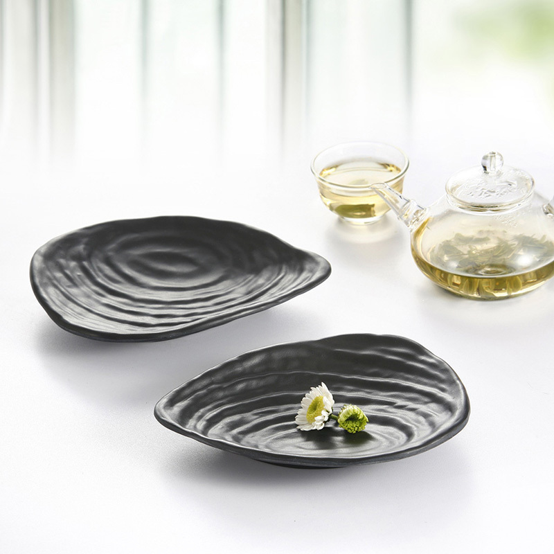 Matt Black Melamine Dinner Plate Set Tup Dish Kitchen Ware Luxury Homeware Food Dispenser Plates