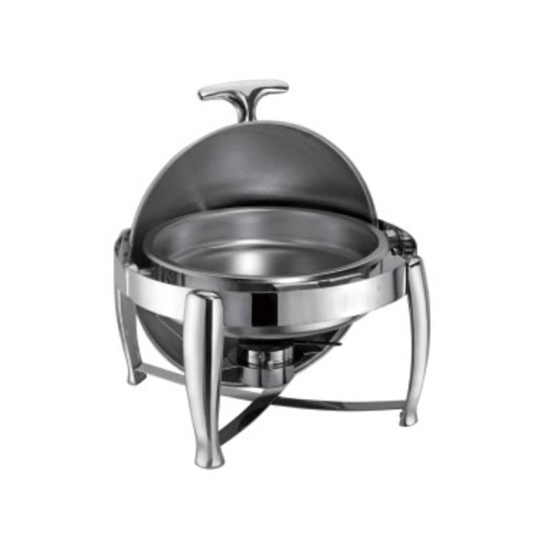 Hotel Supplies Round Stainless Steel Rolling Top Chefing Dish Food Warmer Chafing