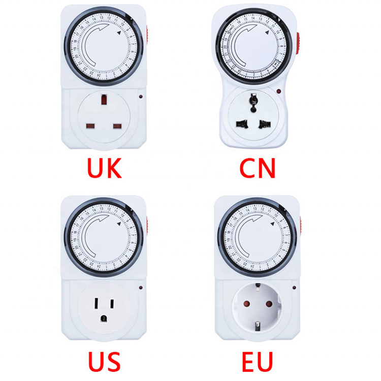 24 Hour Cyclic Timer Switch Kitchen Timer Outlet Loop Universal Timing Socket Mechanical Timer 230VAC 3680W 16A UK EU CN US Plug