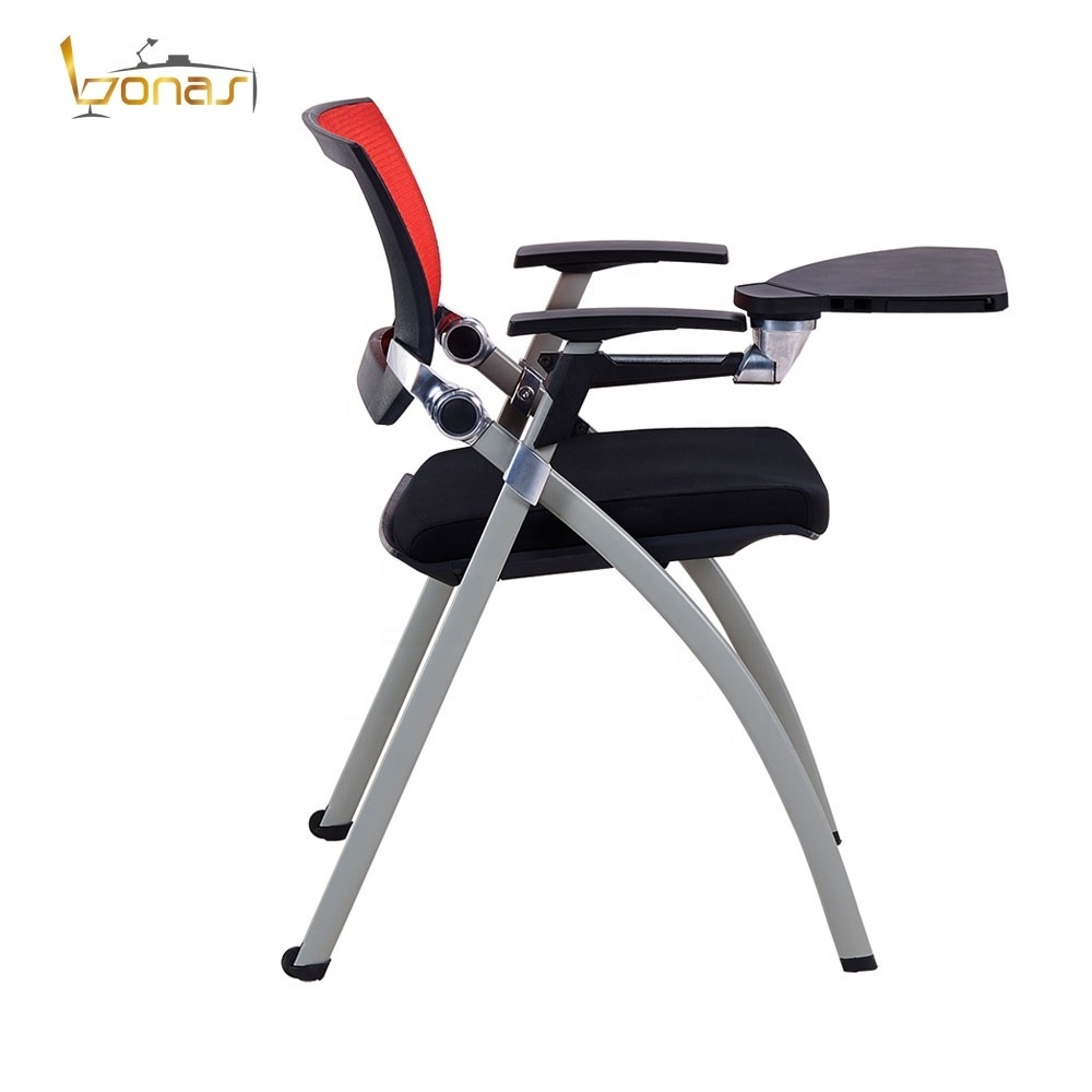 Top quality library reading chair meeting chair with tablet folding chair