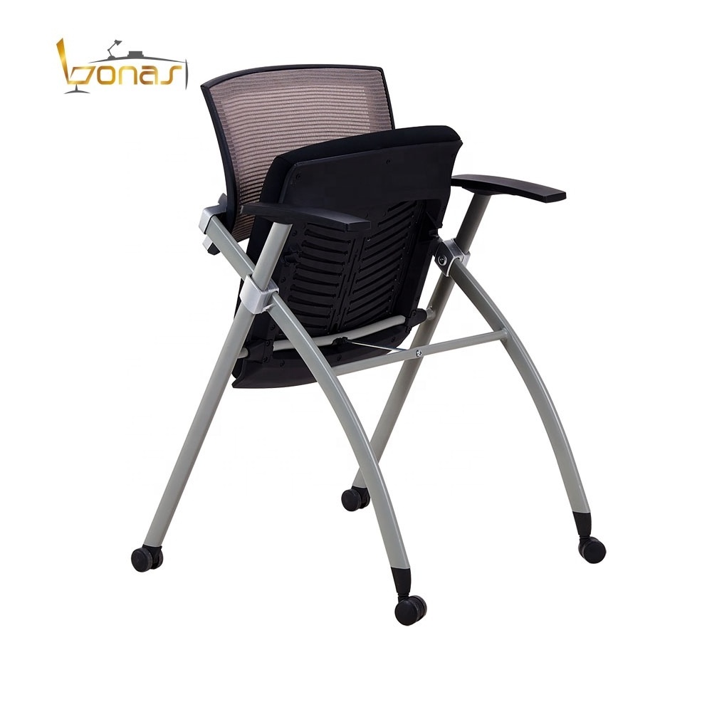 Top quality library reading chair meeting chair with tablet folding chair