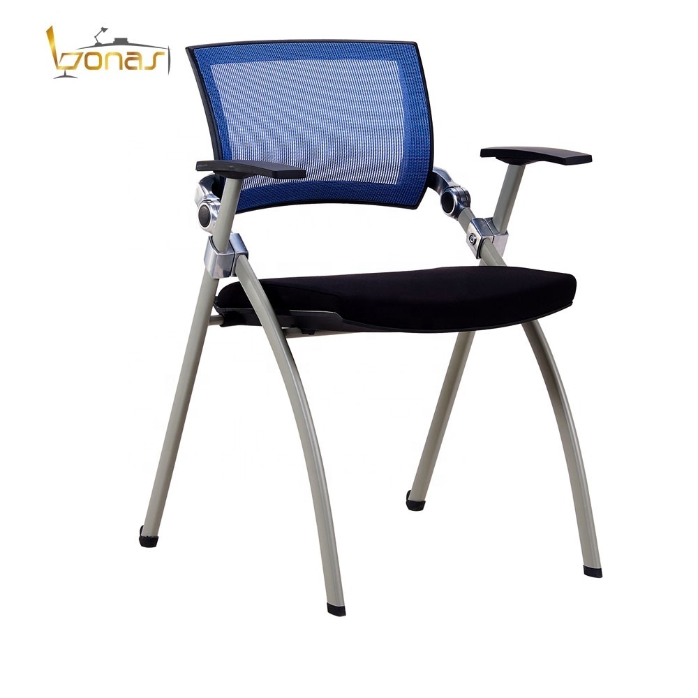 Top quality library reading chair meeting chair with tablet folding chair