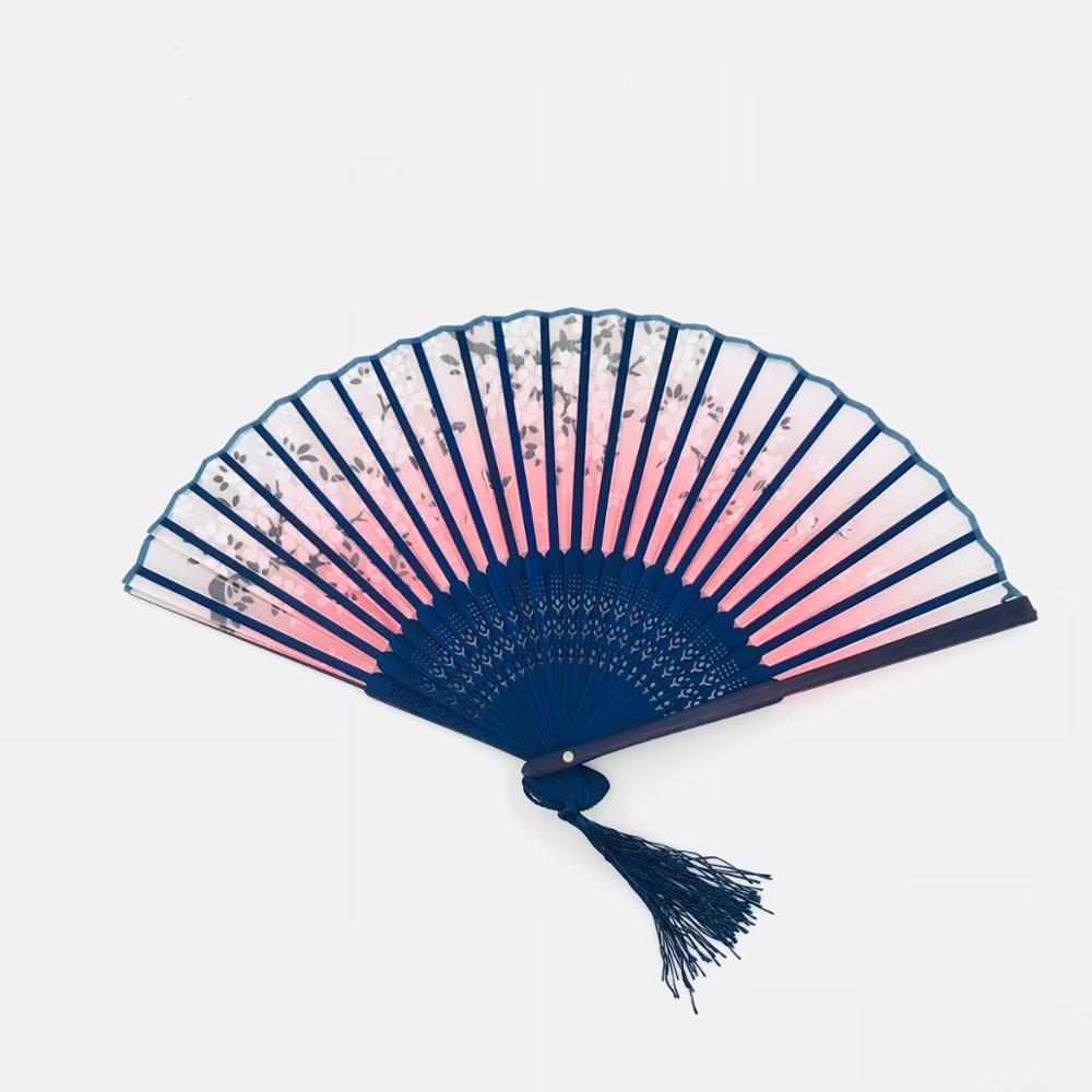 21 CM chinese customised bamboo silk fabric tai chi kung fu hand folding fan with new design printing