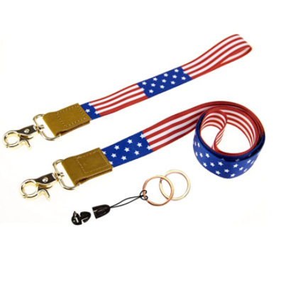 American Flag Lanyard Hand Wrist Lanyard Key Chain Holder, Wristlet Strap for keys and wristband