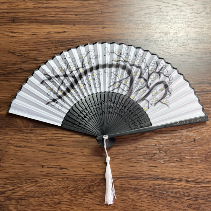 Business Gifts Black Hand Held Fans Advertising Custom Printed Logo Folding Hand Fan