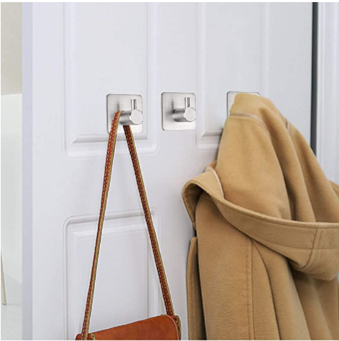 Adhesive Towel Hooks - Self Adhesive Robe Hooks Home Coat Hook  Stainless Steel Bathroom Stick On Wall With Glue