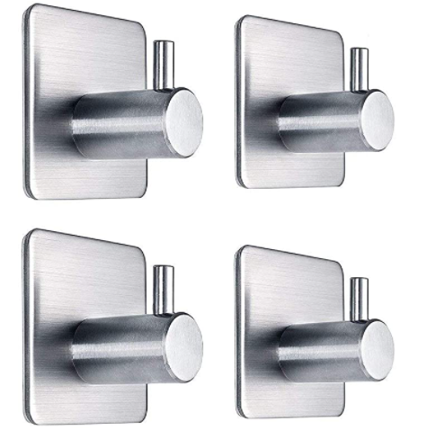 Adhesive Towel Hooks - Self Adhesive Robe Hooks Home Coat Hook  Stainless Steel Bathroom Stick On Wall With Glue