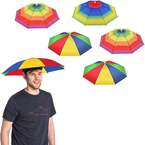 BSBH 2024 Custom Hat Umbrella Article Head Umbrella Kids Adult Multicolor Foldable Head Umbrella With Country Flag