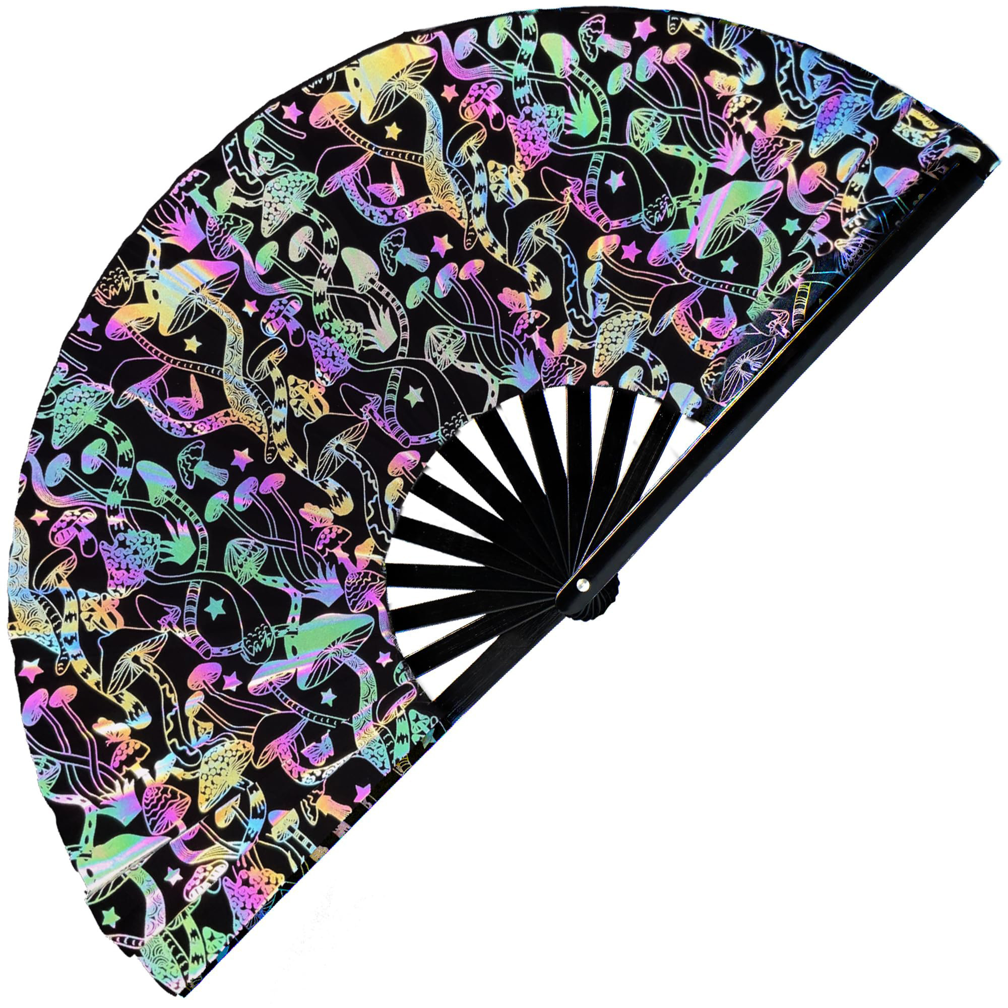 Slay Clack Fan Large Folding Fan for Raves, Halloween, Burlesque, Rainbow Outfits for Women & Festival Accessories