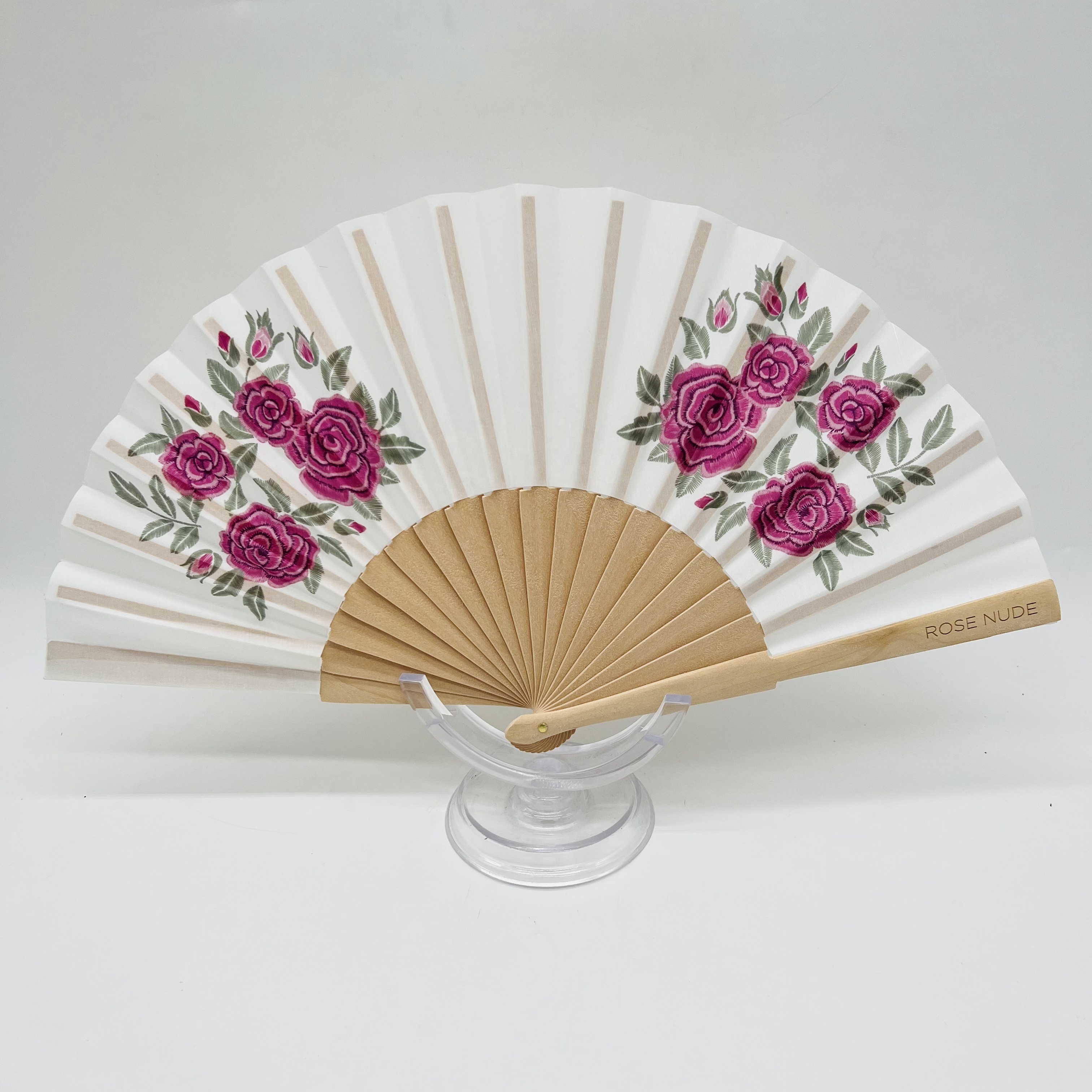 Custom folding hand Fan Original wooden and cotton fans Spanish Flowers Collection handmade fans