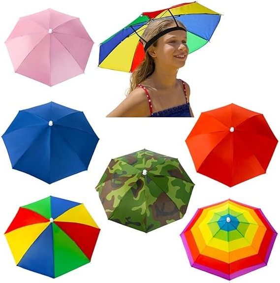 BSBH 2024 Custom Hat Umbrella Article Head Umbrella Kids Adult Multicolor Foldable Head Umbrella With Country Flag