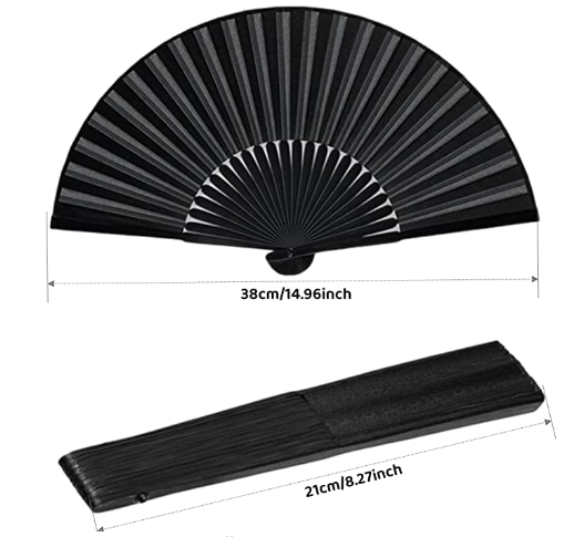 Black Silk Fabric plastic Ribs Hand Held Chinese Fan for Dancing Cosplay Props Wedding Party Home decoration