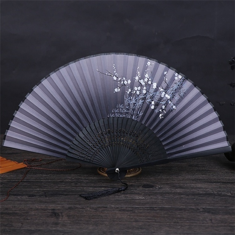 Bulk Wholesale Promotional Custom Logo Foldable Polyester Fan Polyester Foldable Hand Fan