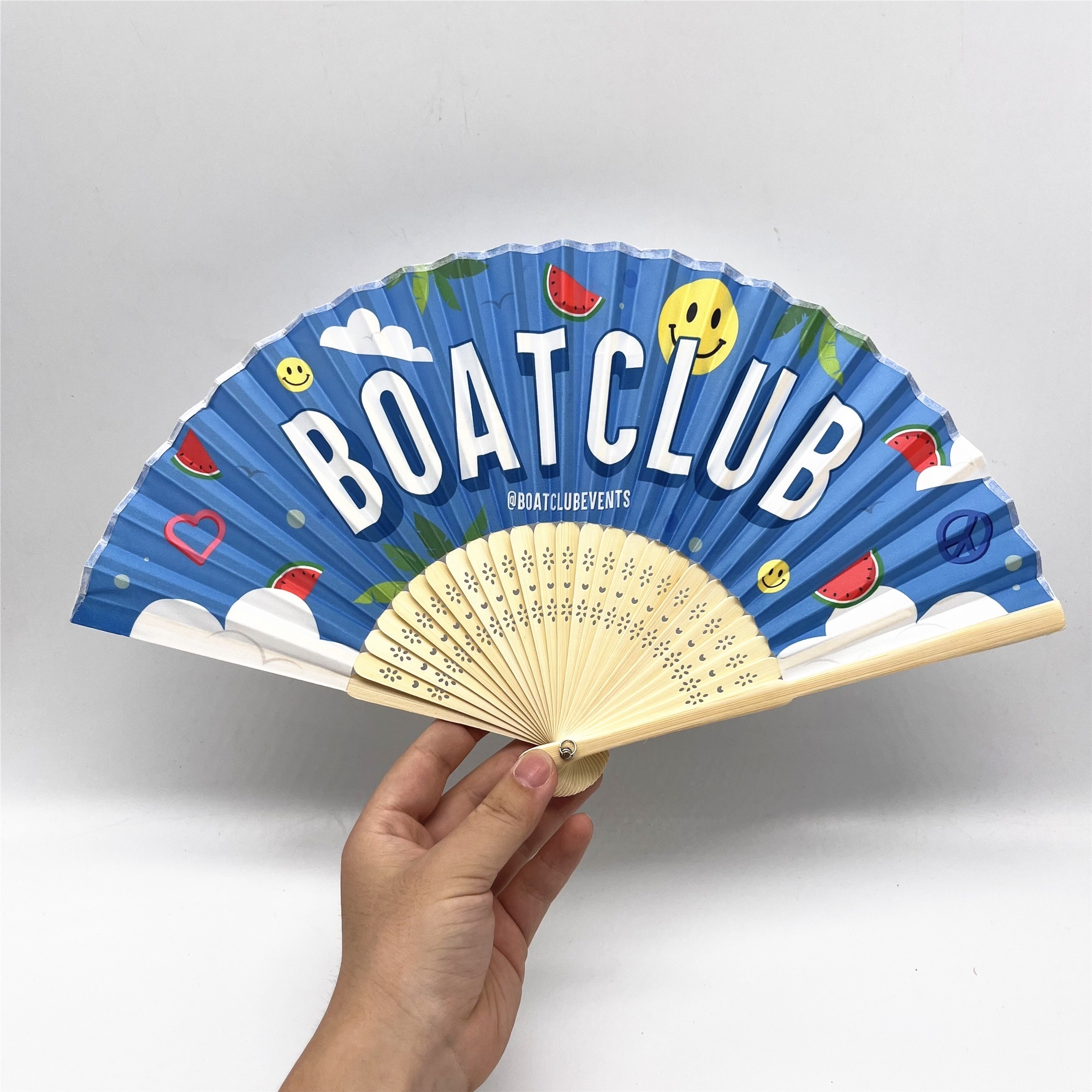 Business Gifts Black Hand Held Fans Advertising Custom Printed Logo Folding Hand Fan