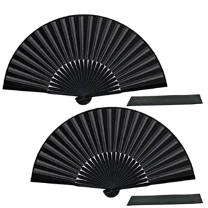 Black Silk Fabric plastic Ribs Hand Held Chinese Fan for Dancing Cosplay Props Wedding Party Home decoration