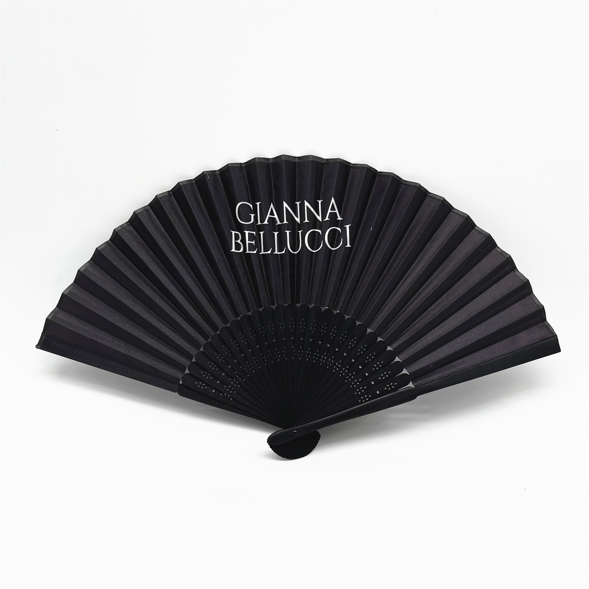 Business Gifts Black Hand Held Fans Advertising Custom Printed Logo Folding Hand Fan