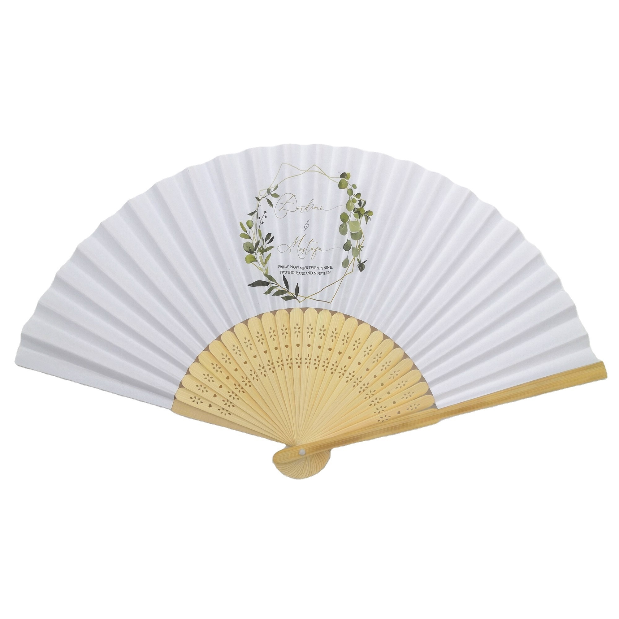 White Handheld Fan Paper Folding Fan Personalized Bamboo Paper Fan